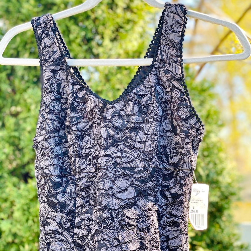 👗Lace black/Grey Knee Length Dress
